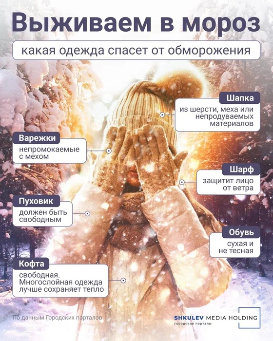 Морозы уйдут не скоро, воспользуйтесь нашей памяткой, если вдруг забыли, как надо подготовиться к выходу на улицу | Источник: Городские порталы