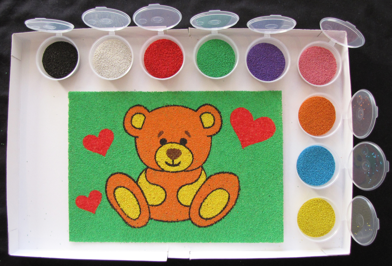 Раздача заказов. Рисование песком....