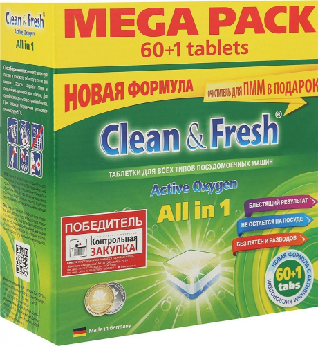 ���������� �������� ��� ��� "Clean&Fresh" All in 1 (mega) 60 �� + 1 ���. �����.   373 ���