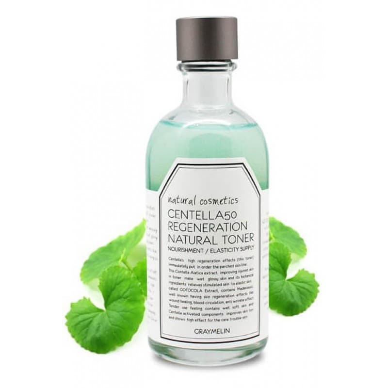 ����������������� ����� � ���������� �������� ��������� Graymelin Centella 50 Regeneration Natural Toner Toner �������� ����� 50% ������� �� �������� ��������, � �������� ��������� � ��������� ������������ ����. 