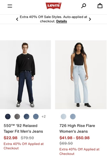 ������� Levi’s �� ���! Sale � ����� ���������! ��������� 40% �� ���������� � ������ �����!