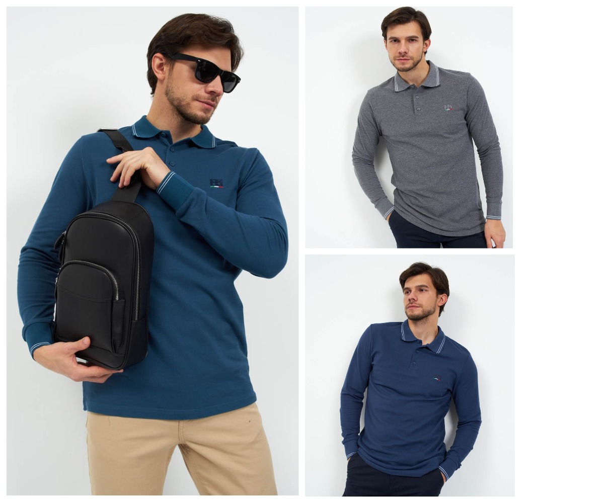 ������������ ������� �������� ���� F5. Regular fit (��������������� ������), � ��������-��������� ���������. ��������� �� ������������ ������� ���� (pique). � �������� ���������� � �������� ��������. 3 ���������.