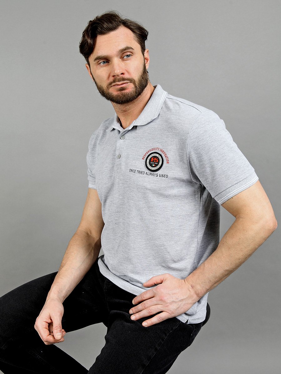 ������������ ������� �������� ���� F5, Regular fit (��������������� ������), � ��������-��������� ���������. ��������� �� ������������ ������� ���� (pique). ��������� �� �����