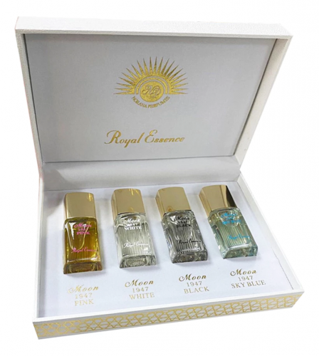 �������� ����� �� 4-� �������� !!!! NORAN PERFUMES MOON 1947 set BLACK + PINK + SKY BLUE + WHITE edp 4*15ml 