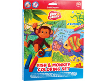 36970 ��������� ������ 6��+�������� ����� 8��+2 ��������� Fish & Monkey Coloring Set Artberry 122,09.jpg