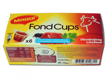 ���������� ������� � �������� MAGGI FOND CUPS Oksebuljong Lihaliemi �������, 6 ��, 144 ��.���� 180 ���.