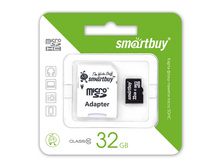 ����� ������ SmartBuy 32 GB (micro Secure Digital,HC, class10) � ��������� SD