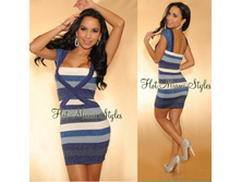 BLUE Shimmer Ombre Sleeveless Bandage Dress (B785) - 1700�+���%