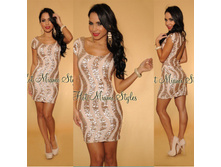 Blush Sequins Mesh Pattern Key-Hole Back Dress (D30780) - 3260� +���%