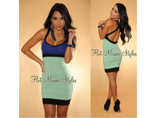 Mint Green Blue Black Stripes Knit (B539) - 2000�+���%