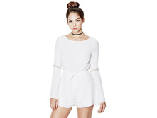 Cara Long-Sleeve Crochet Romper