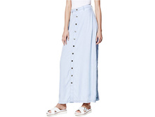 Mila Button-Front Maxi Skirt in Cleanse Wash