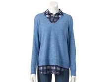 Women's Croft & Barrow(R) Mock-Layer V-Neck Sweater   $24.99