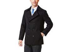 Men's Haggar(R) Modern-Fit Double-Breasted Melton Wool-Blend Peacoat   $79.99