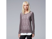 Women's Simply Vera Vera Wang Lace Mock-Layer Sweater   $24.99