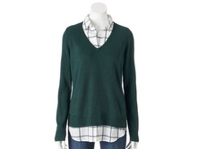 Women's Croft & Barrow(R) Mock-Layer V-Neck Sweater   $24.99