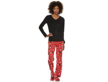 Women's Goodnight Kiss Pajamas: 3-Piece V-Neck Microfleece Pajama Set   $19.99