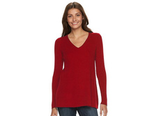 Women's Croft & Barrow(R) Ribbed V-Neck Swing Sweater   $29.99