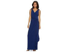 Women's Chaps Surplice Drape-Front Full-Length Dress   $79.99