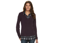 Women's Croft & Barrow(R) Mock-Layer V-Neck Sweater   $24.99