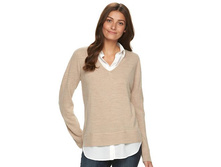 Women's Croft & Barrow(R) Mock-Layer V-Neck Sweater   $24.99