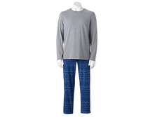Men's 2-piece Solid Tee & Plaid Microfleece Lounge Pants   $9.99