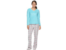 Women's Goodnight Kiss Pajamas: 3-Piece V-Neck Microfleece Pajama Set   $19.99