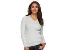 Women's Croft & Barrow(R) Essential Ribbed V-Neck Sweater   $12.99