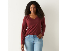 Plus Size SONOMA Goods for Life(TM) Essential Slubbed V-Neck Tee  $11.99