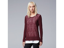 Women's Simply Vera Vera Wang Lace Mock-Layer Sweater   $24.99