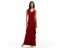 Women's Chaps Surplice Drape-Front Full-Length Dress   $79.99