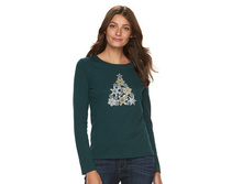 Women's Croft & Barrow(R) Crewneck Holiday Tee   $12.99