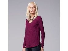 Women's Simply Vera Vera Wang Crinkle Scoopneck Tee  $19.99