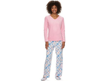 Women's Goodnight Kiss Pajamas: 3-Piece V-Neck Microfleece Pajama Set   $19.99