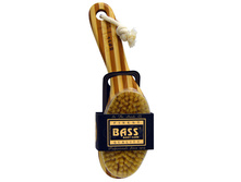 Bass Brushes, Deluxe Short Curved Handle, Long Bristle, 100% Wild Boar, Firm, 1 Brush