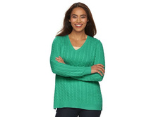 Women's Croft & Barrow(R) V-Neck Cable Knit Sweater   $12.99