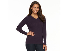 Women's Croft & Barrow(R) Essential Ribbed V-Neck Sweater   $12.99