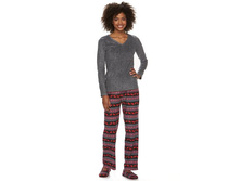 Women's Goodnight Kiss Pajamas: 3-Piece V-Neck Microfleece Pajama Set   $19.99