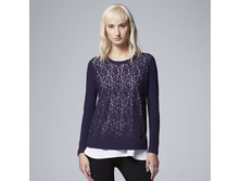 Women's Simply Vera Vera Wang Lace Mock-Layer Sweater   $24.99