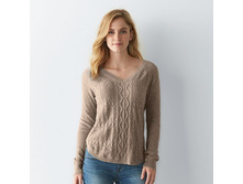 Women's SONOMA Goods for Life(TM) Cable Knit V-Neck Sweater   $12.99