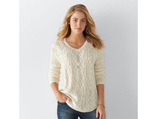 Women's SONOMA Goods for Life(TM) Cable Knit V-Neck Sweater   $21.99