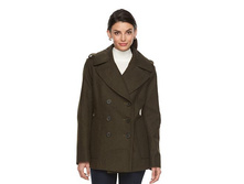 Women's Croft & Barrow(R) Double-Breasted Wool Blend Peacoat   $89.99