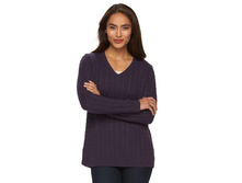 Women's Croft & Barrow(R) V-Neck Cable Knit Sweater   $12.99