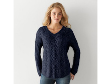 Women's SONOMA Goods for Life(TM) Cable Knit V-Neck Sweater   $21.99