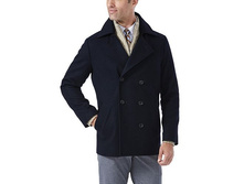 Men's Haggar(R) Modern-Fit Double-Breasted Melton Wool-Blend Peacoat   $79.99