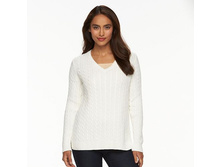 Women's Croft & Barrow(R) V-Neck Cable Knit Sweater   $12.99