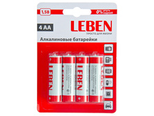 56,25 ���. - LEBEN ��������� 4�� "Alkaline" ��������, ��� AA, 1,5�