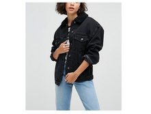 1890 ��� ASOS Denim Borg Jacket in Washed Black