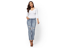 1450 ��� SOHO JEANS - DESTROYED TWO-TONE HIGH-WAIST BOYFRIEND - MOODY BLUE WASH