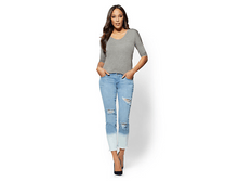 1450 ��� SOHO JEANS - BLEACHED-HEM ANKLE LEGGING - BLUE HAPPY WASH